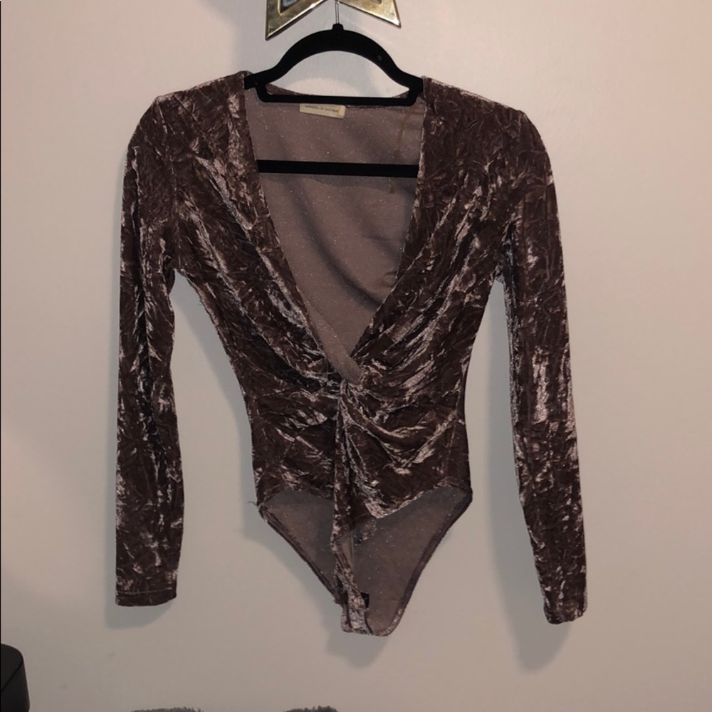Lavender crushed velvet body suit
